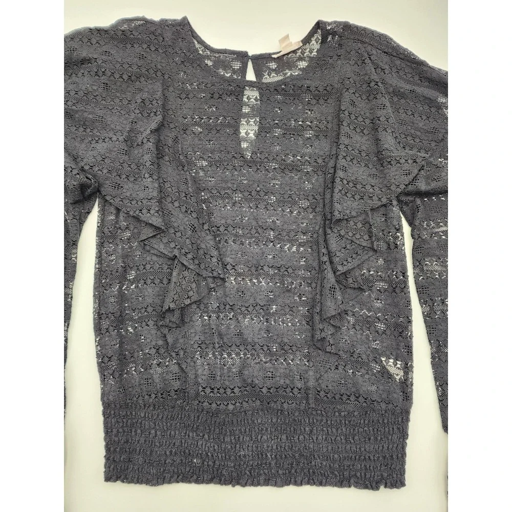 MELROSE‎ AND MARKET NAVY BLUE SWEATER SIZE S WOMENS LACY TOP